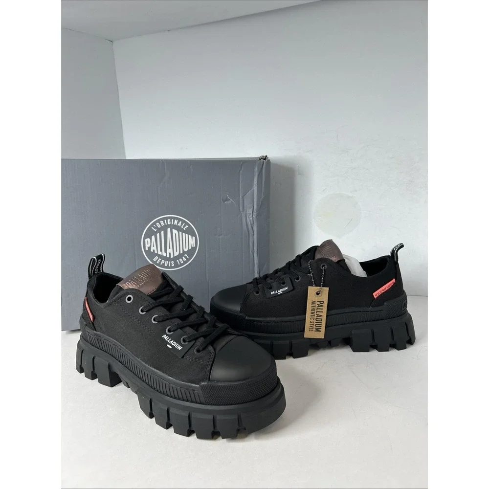 Palladium Revolt‎ Lo Tx Round Toe Platform Shoes Lace Womens Size 9 Black New
